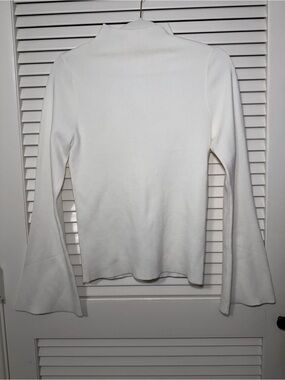 Anthropologie White Mock Neck Bell Sleeve Top